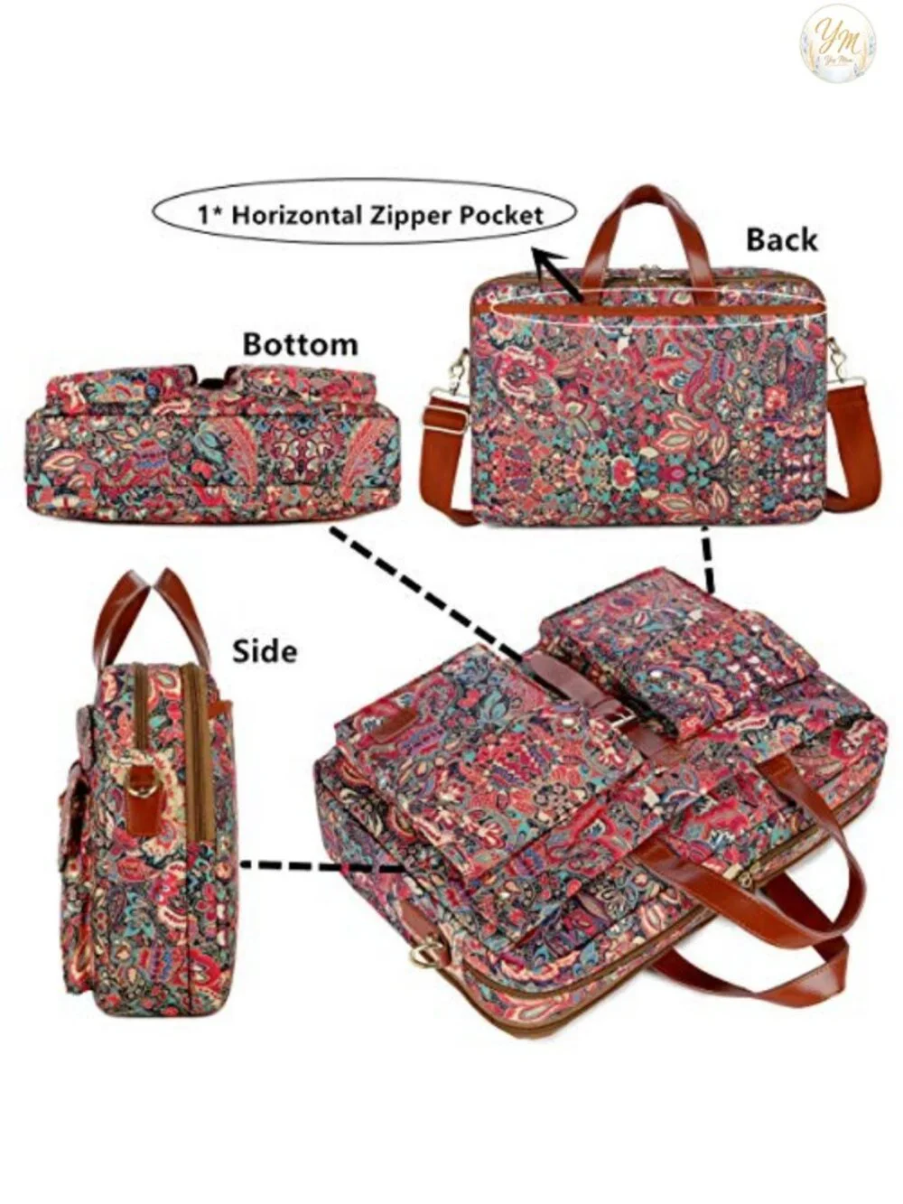 17 inch Laptop Messenger Bag Women Briefcase Canvas Unique Printing Business